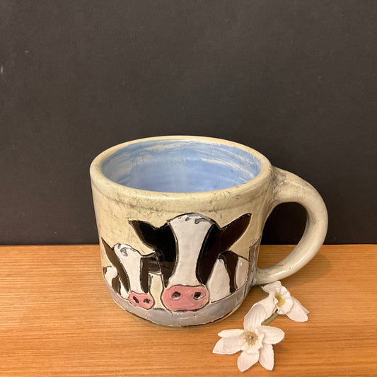 Petite Mug with Carved Holsteins
