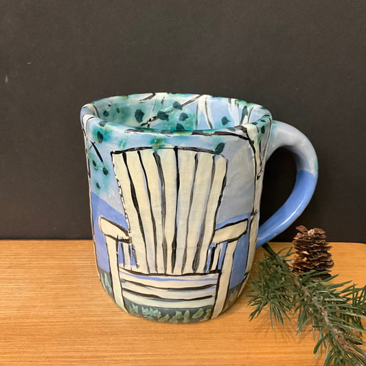 Mug with White Adirondack Chair & Birches