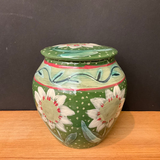 Ginger Jar Green with White Flowers
