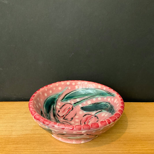 Petite Bowl in Pink with Tulips