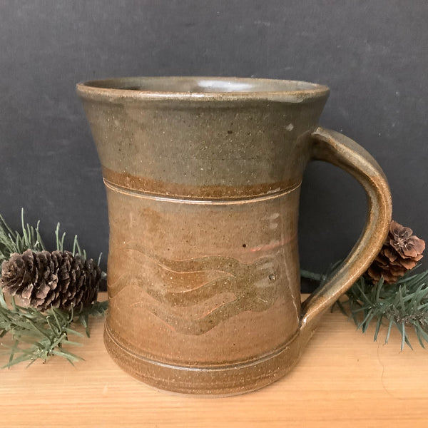 Stoneware Mug Brown with Olive Band