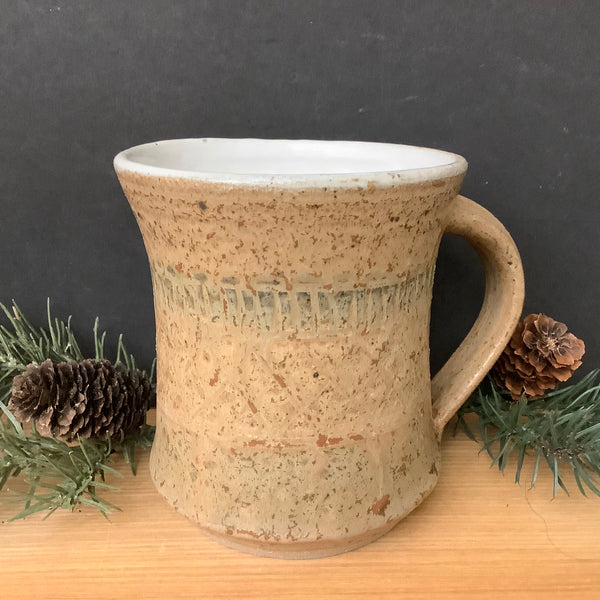 Stoneware Mug Light Brown Green Cast