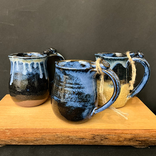 Small Pitcher with Dark Blue Dribble Glaze