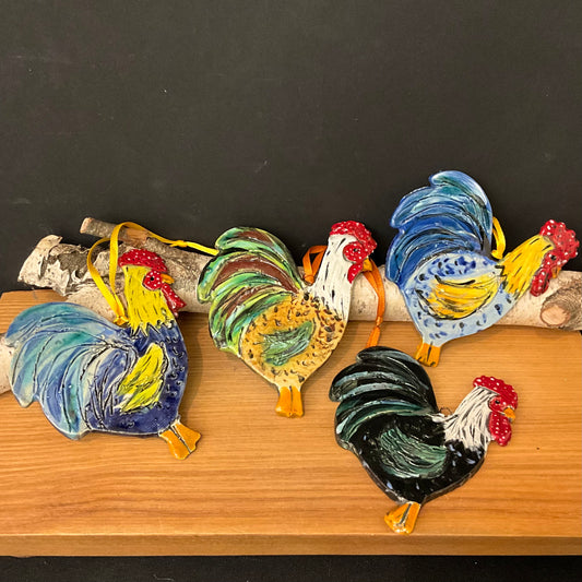 Assorted Rooster Ceramic Ornaments