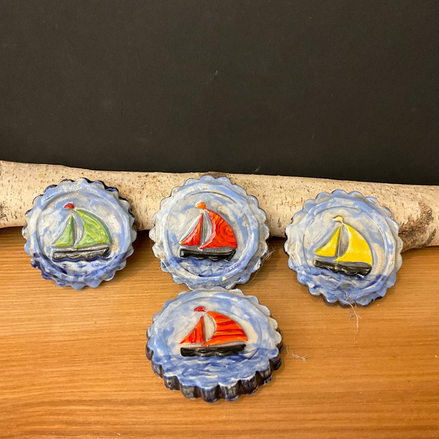 Small Ceramic Sailboat Magnets