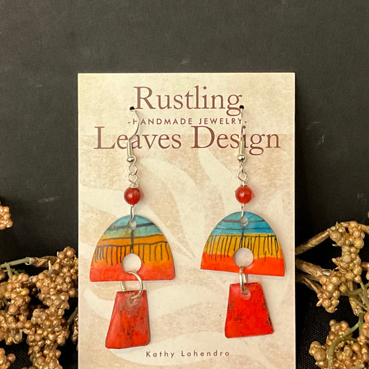 Colorful “Tribal” Design Earrings with beads