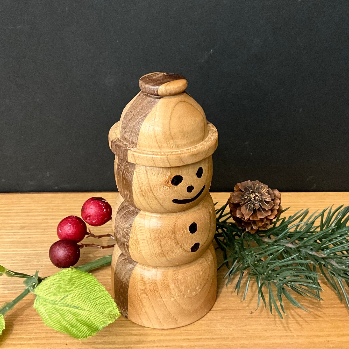 Inlaid Wood Snowman Ornament