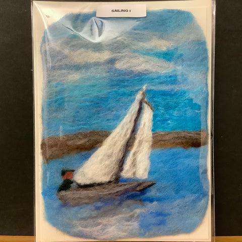 Hand Felted Card “Sailing I”, Kathy Montan, Canton, NY