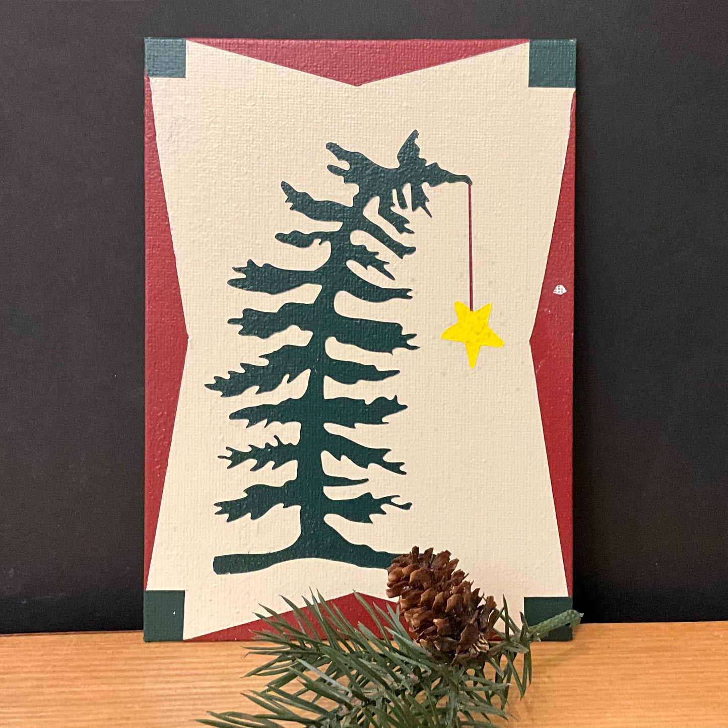 Leaning Tree w Star Canvas Board “Barn Quilt”
