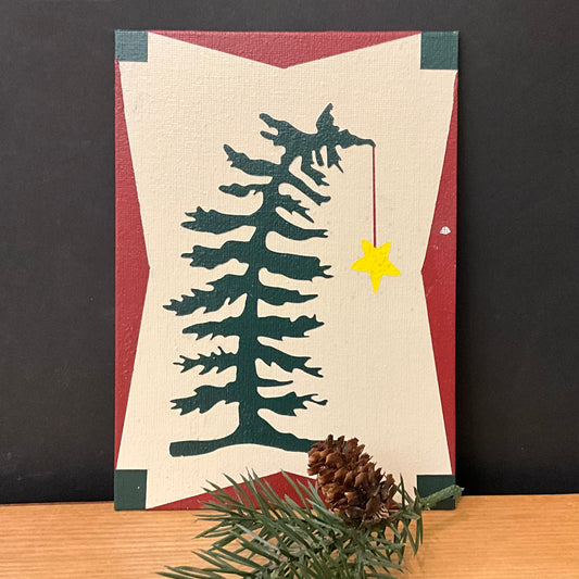 Leaning Tree w Star Canvas Board “Barn Quilt”