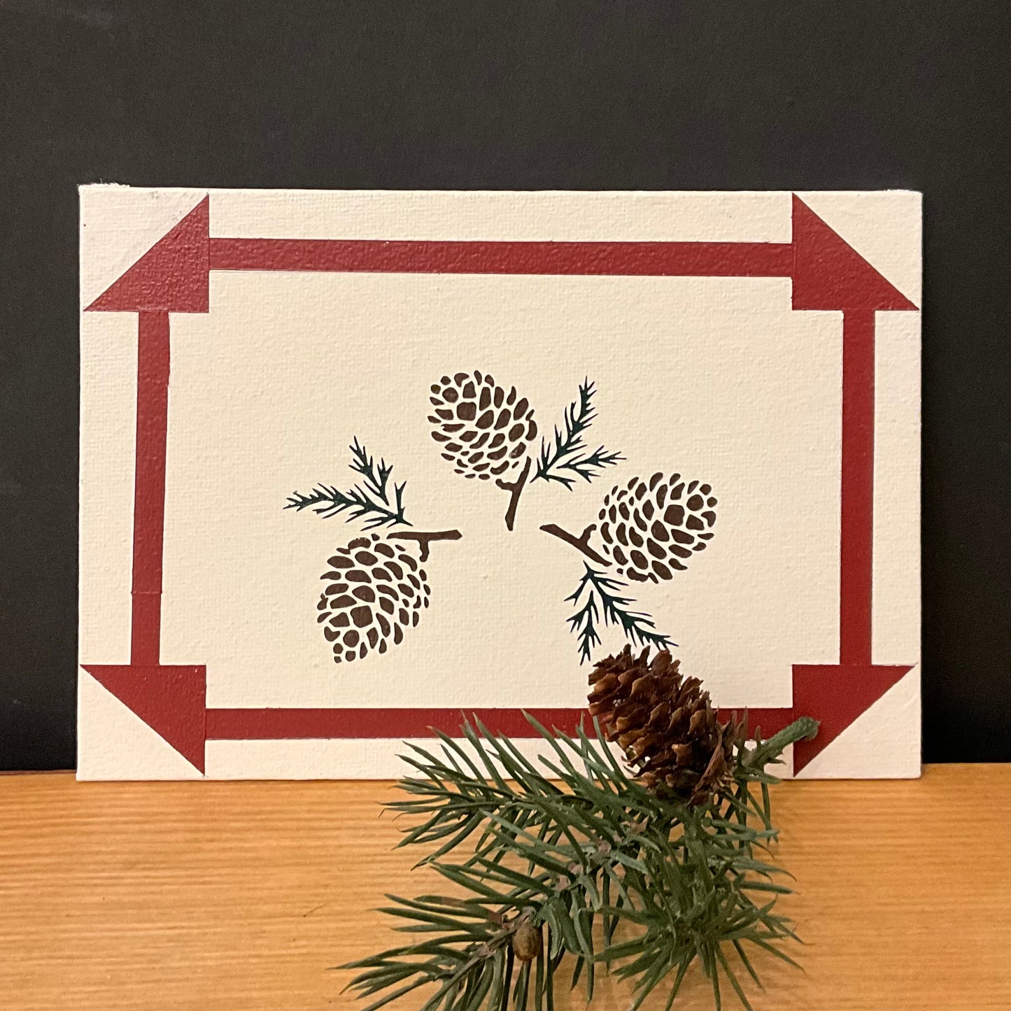 Pinecones Canvas Board “Barn Quilt”