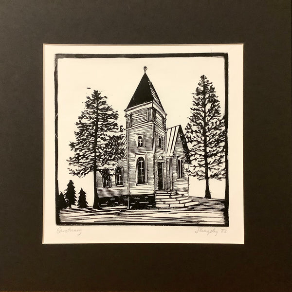 “Sanctuary” Rubber Block Print Matted