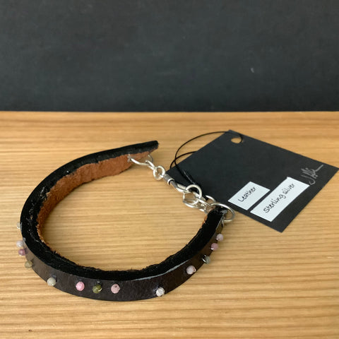 Leather Bracelet with Tourmaline