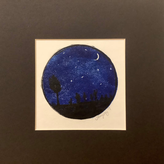 “Gaze” Rubber Block Print Matted