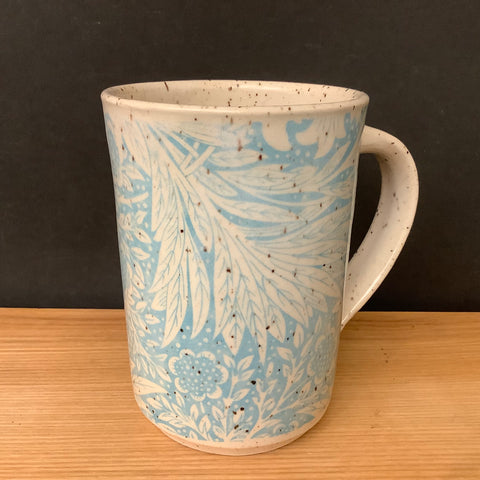 Mug Cream with Aqua Floral Design