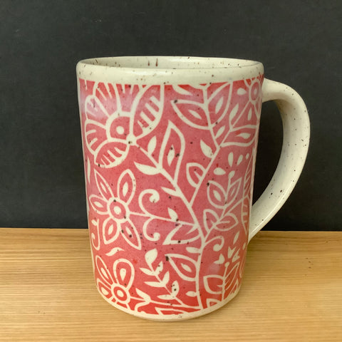 Mug Cream with Red Floral Design