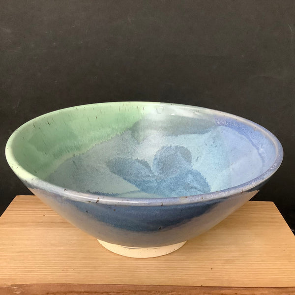 Serving Bowl in Celadon with Blue Splash Pattern