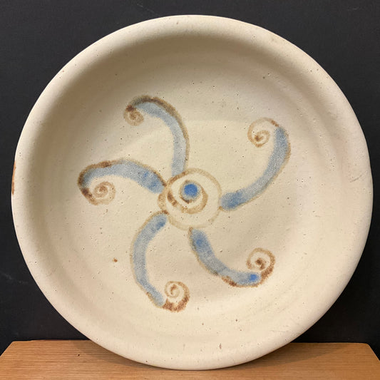 Tan Serving Dish with Spirals