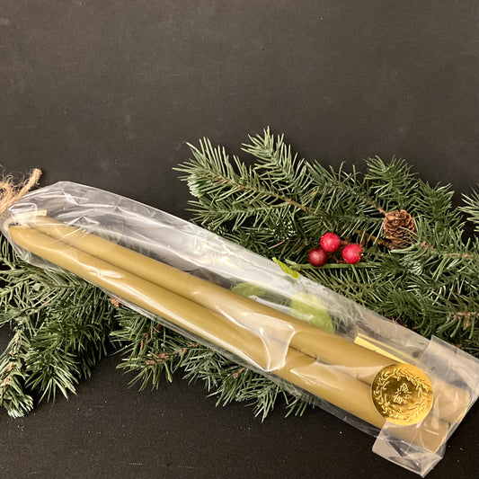 Beeswax Bayberry 12” Taper candles - set of 2