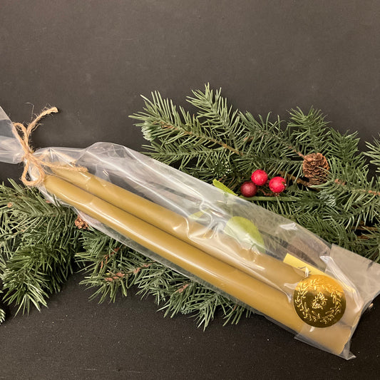Beeswax Bayberry 10” Taper candles - set of 2