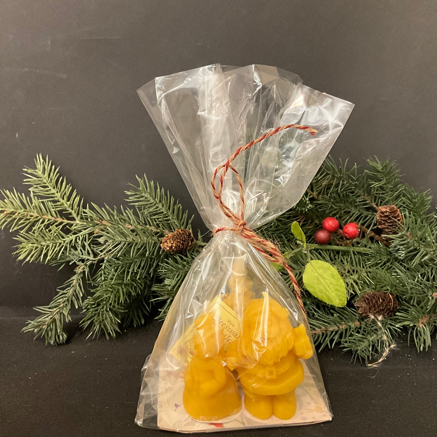Christmas Gift Set Beeswax Candles, Santa, Snowman & Evergreen Tree
