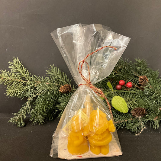 Christmas Gift Set Beeswax Candles, Santa, Snowman & Evergreen Tree
