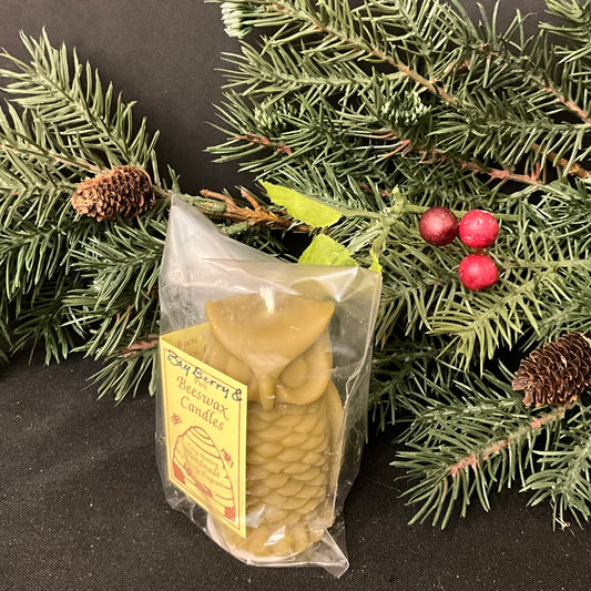 Small Beeswax Bayberry Owl candle