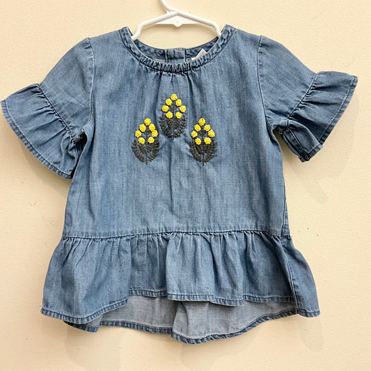 Embroidered Denim Peplum Dress Size 3T