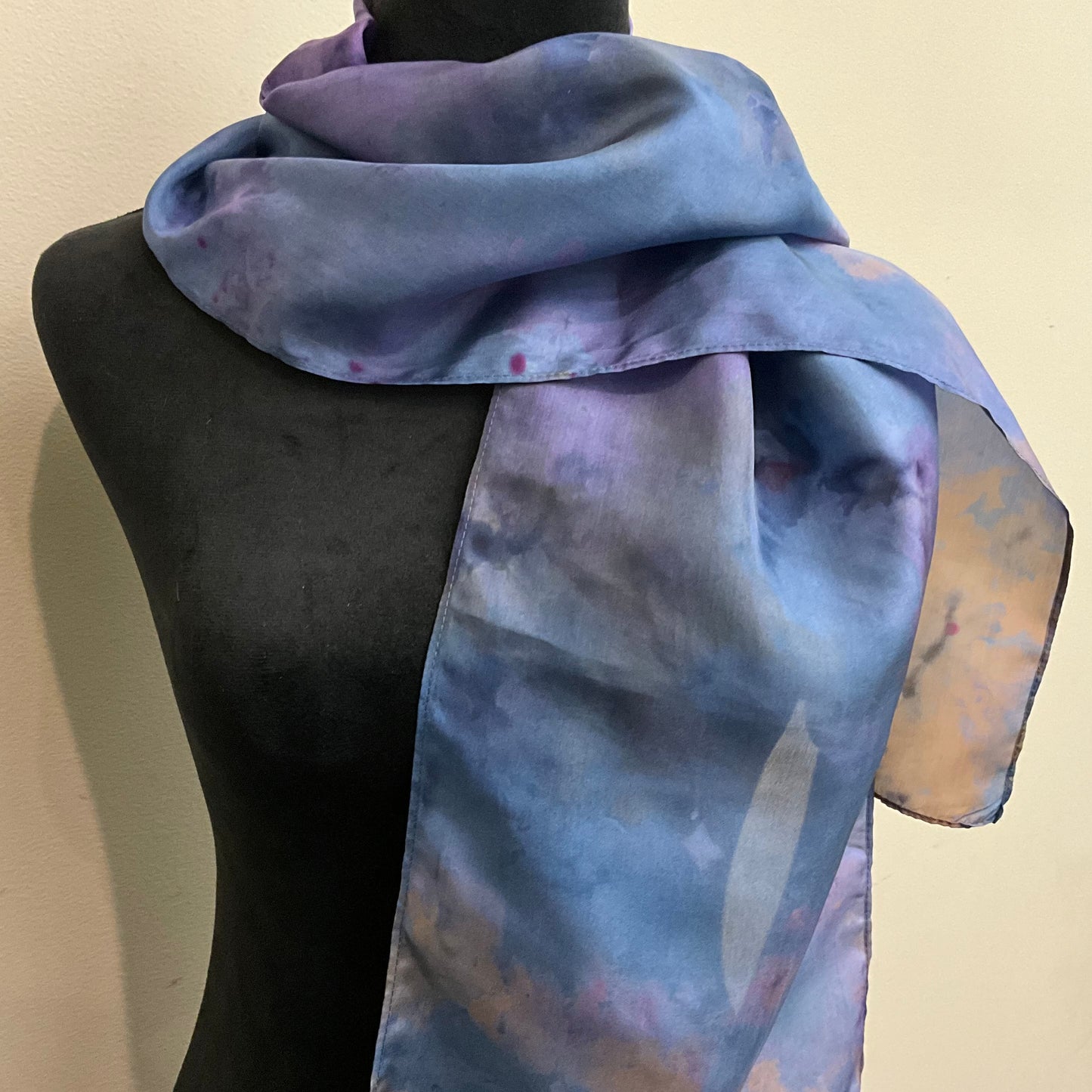 medium Ice Dyed Silk Haboti Scarf - Moody Blues Colorway