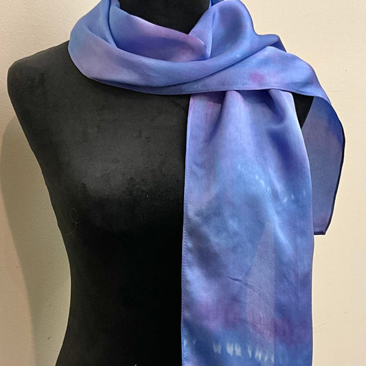 small Ice Dyed Silk SatinScarf - Periwinkle