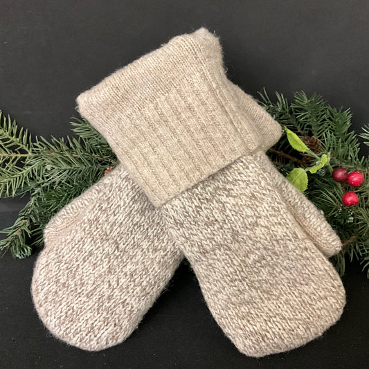 “Upcycled" Sweater Mittens in Beige Heather