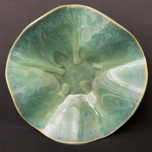 Large Wavy Bowl in Blue/Green Tones