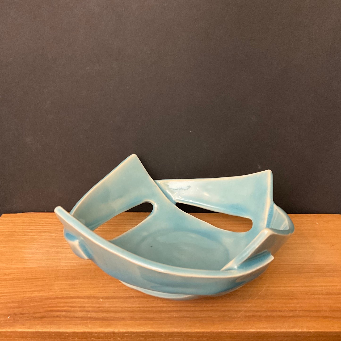 Mid-century Modern "Windmill" Bowl Aqua