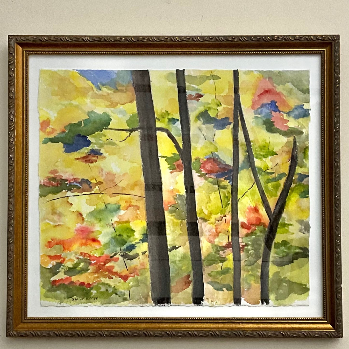 Fall Trees -  ORIGINAL Framed Watercolor