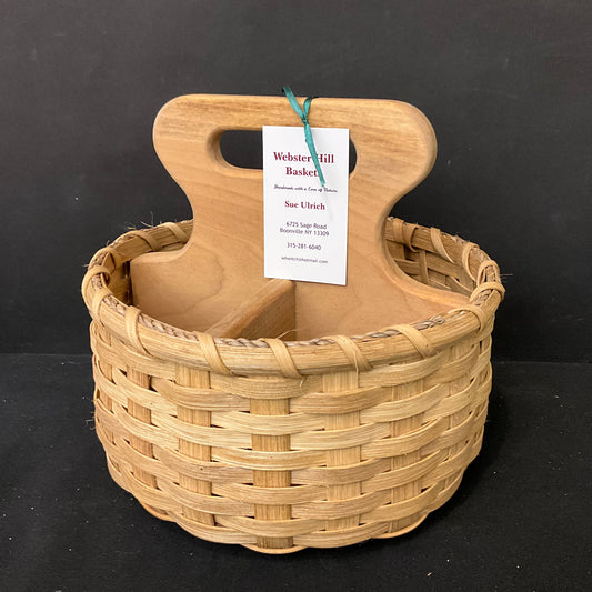 Large 4-Compartment Basket with Wood Dividers & Wood Bottom