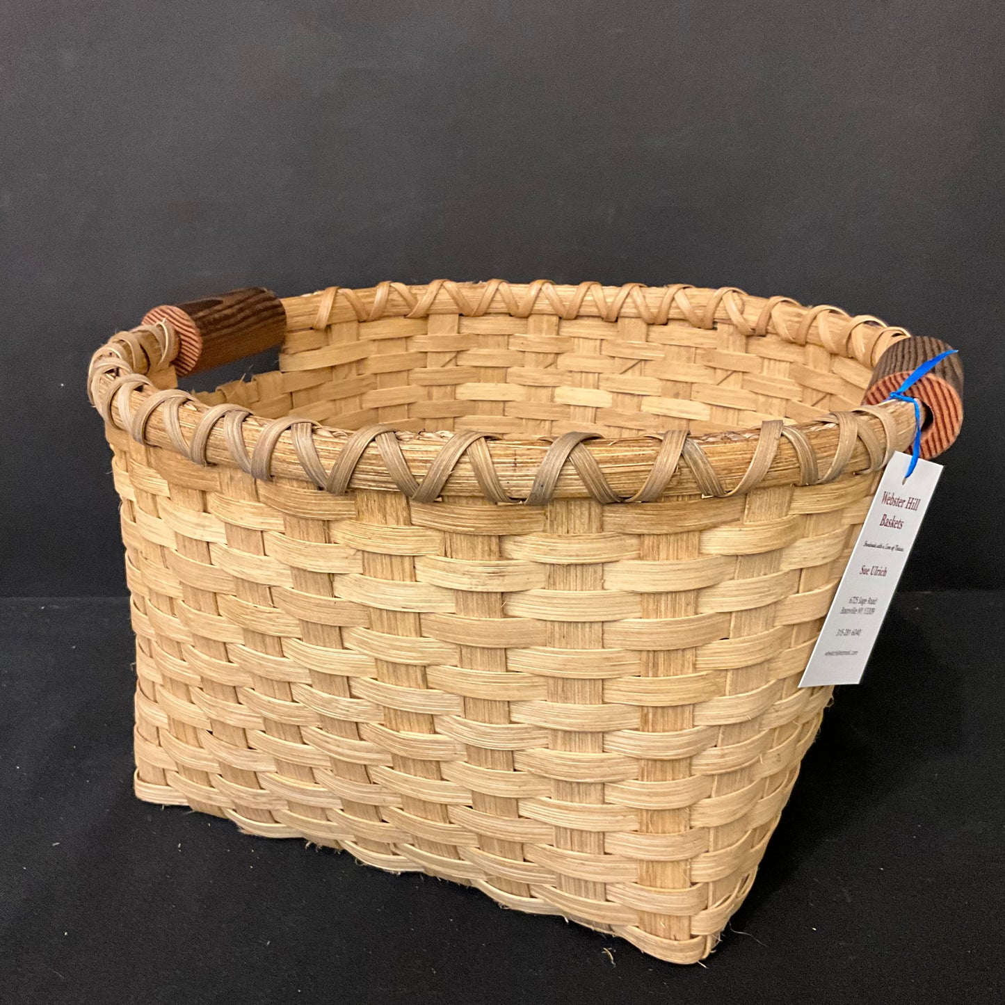 Large Round Basket with Wood Handles