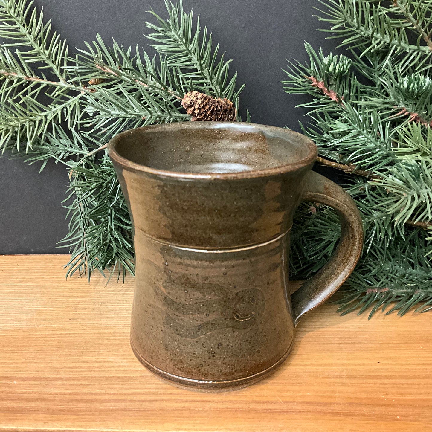 Stoneware Mug Dark Brown “Squid” Design