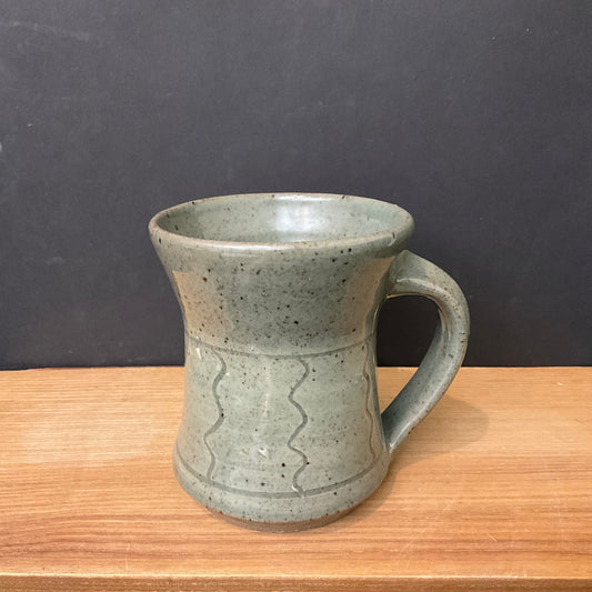 Stoneware Mug gray Green Wavy Lines