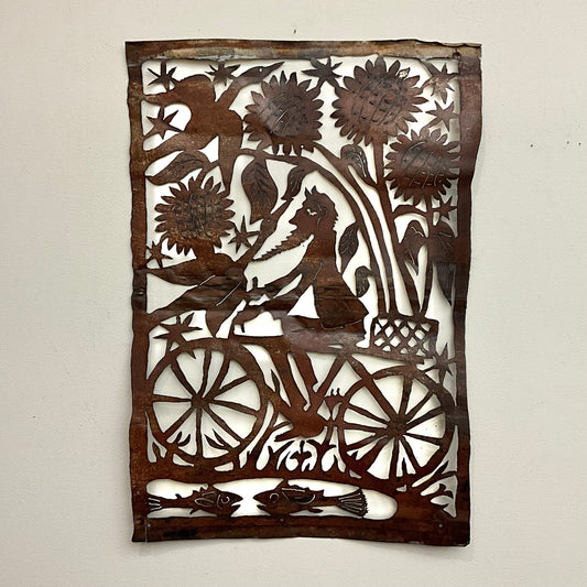 "Among the Sunflowers", metal wall art
