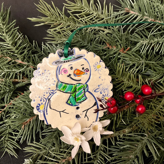 Hand Painted Snowman Ornaments One-sided
