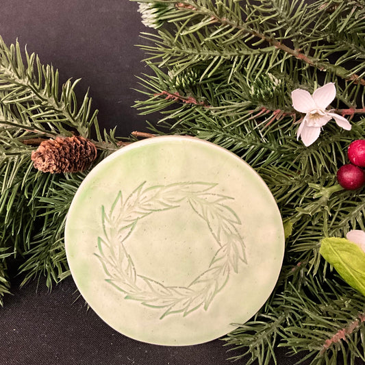 Coasters Pale Green with Wreath Design