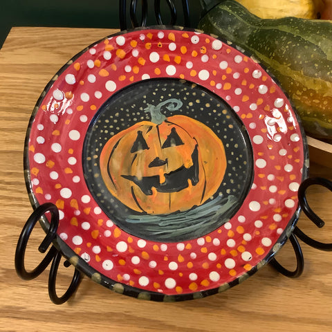 Mini Plate Jack O Lantern Red Rim