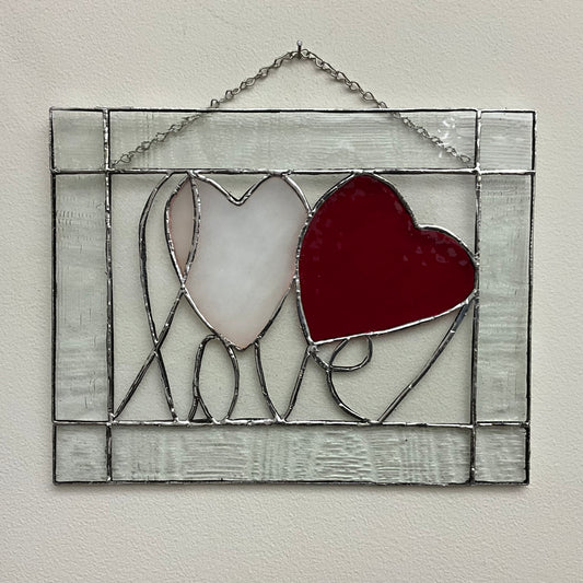 Stained Glass Two Hearts