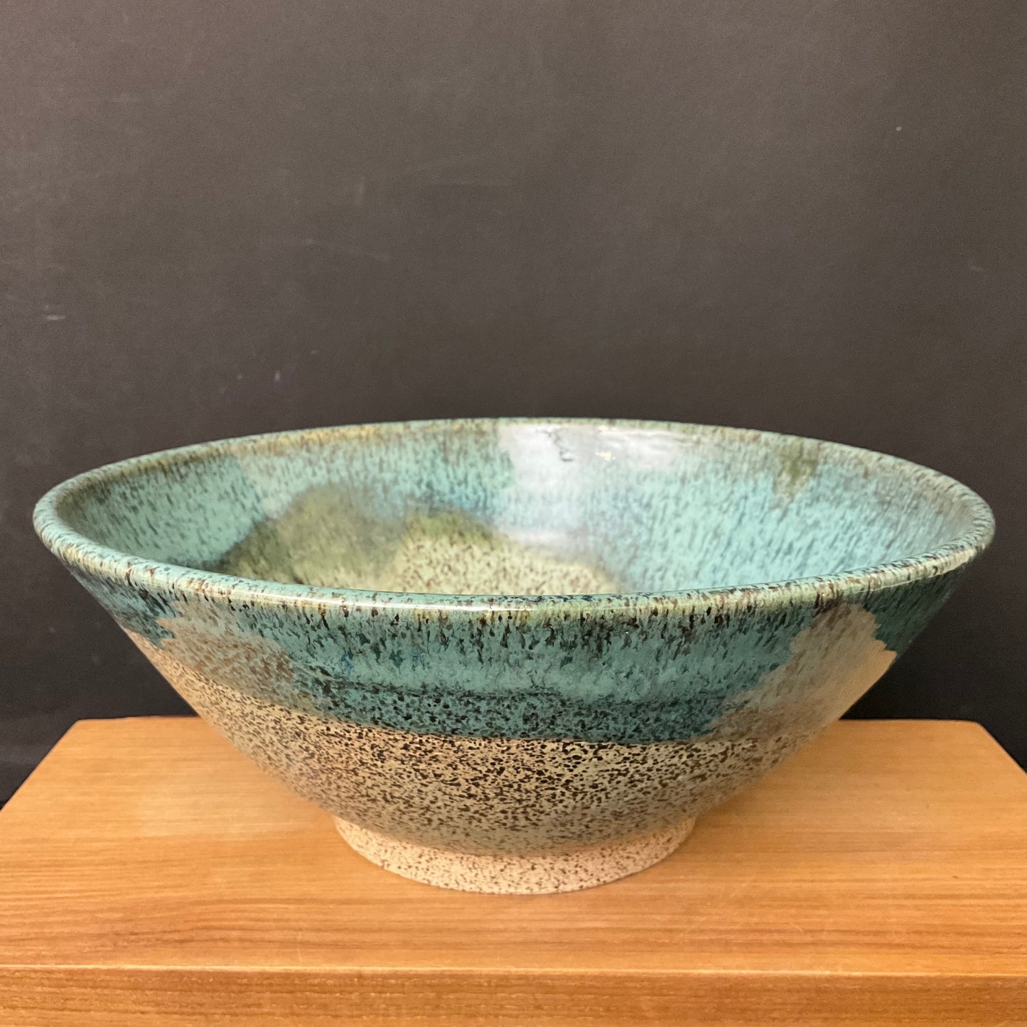 Serving Bowl with Speckled Green and Turquoise