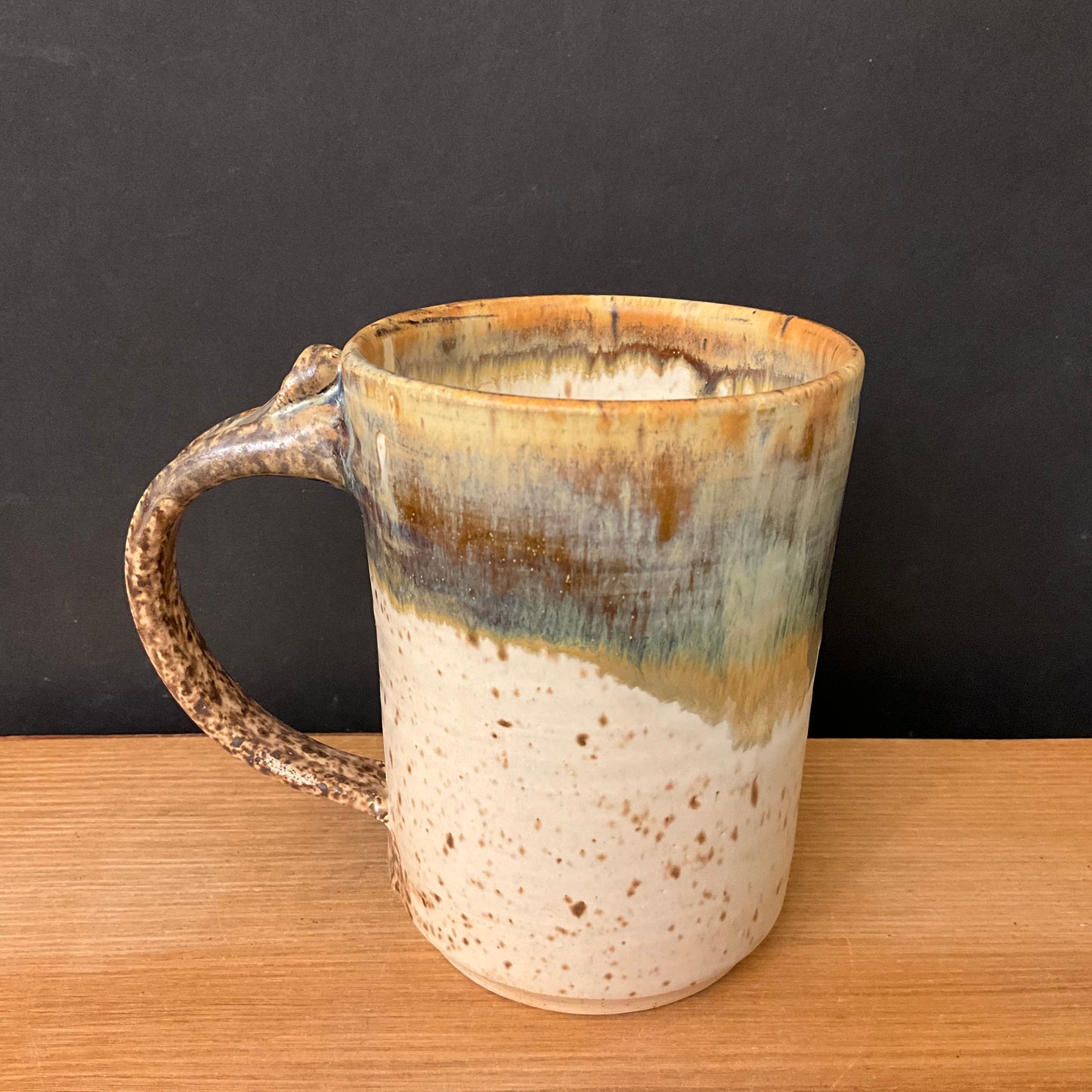 Mug, Cream with Brown drizzle rim detail