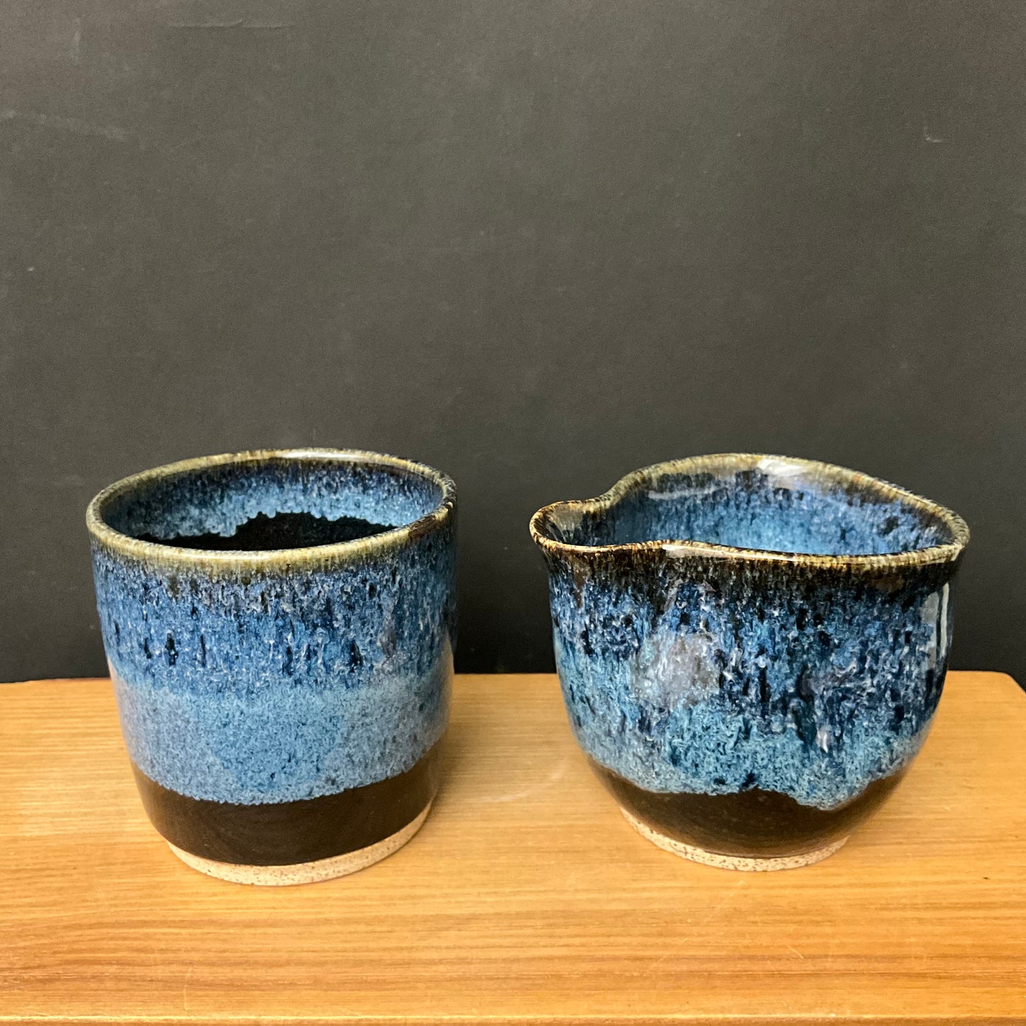 Sugar and Creamer Set in Blue and Midnight Black
