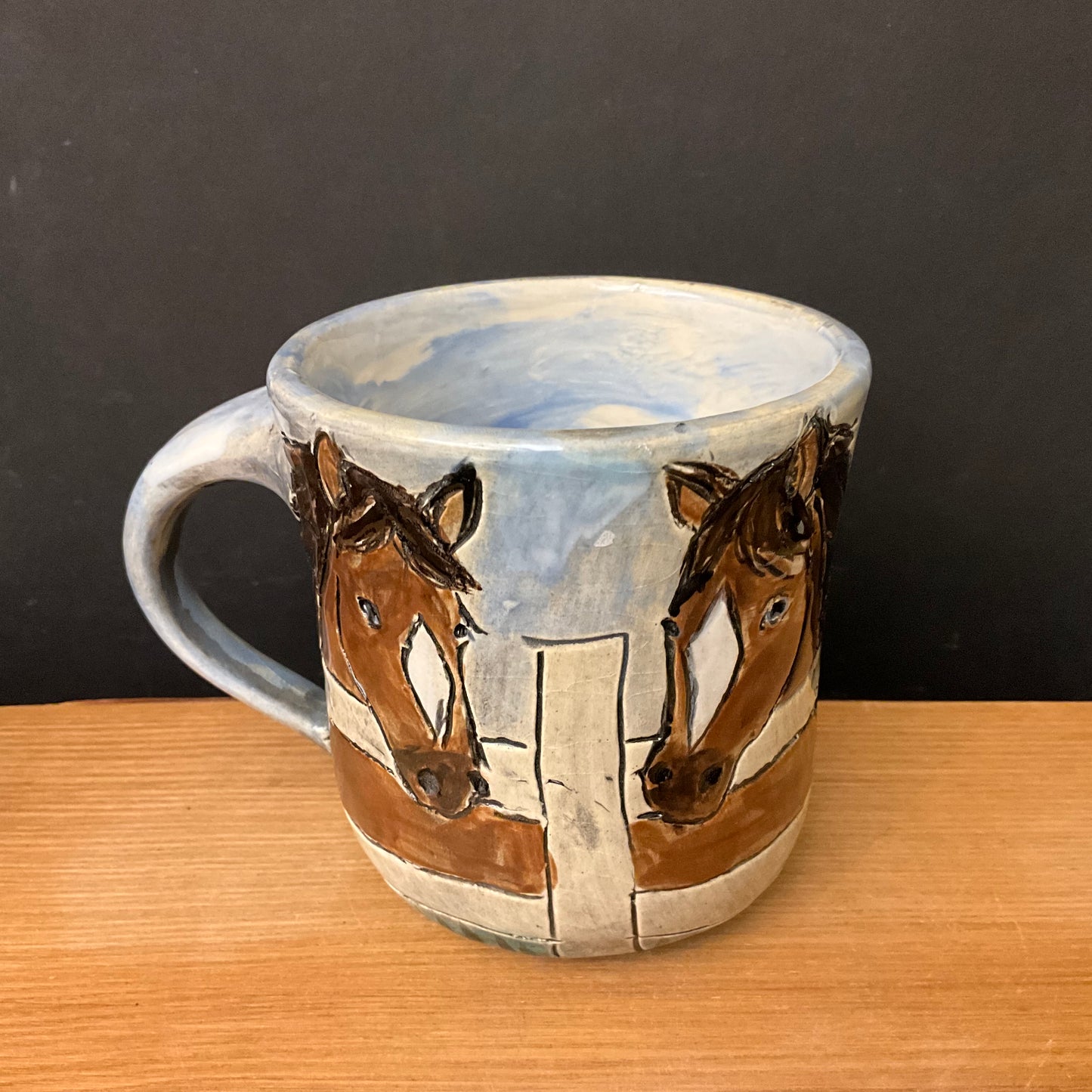 Mug with Carved Brown Horses