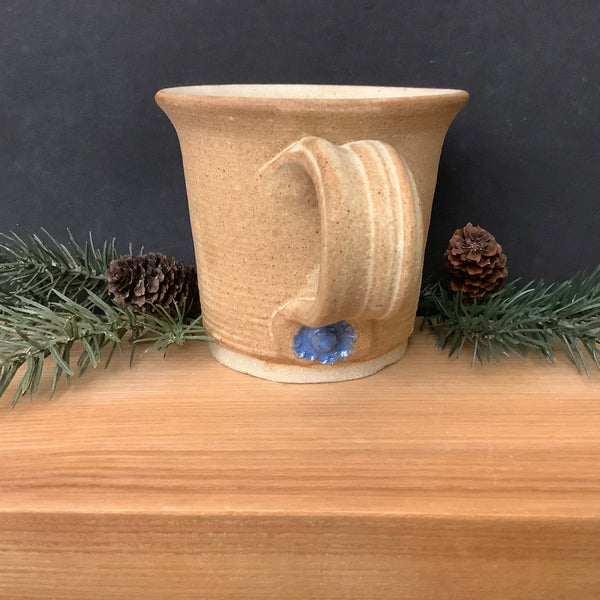 Tan Mug with Blue Stamp