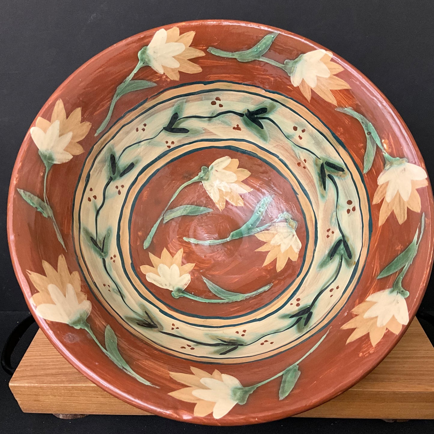 Large Deep Flared Serving Bowl in Earth Tones