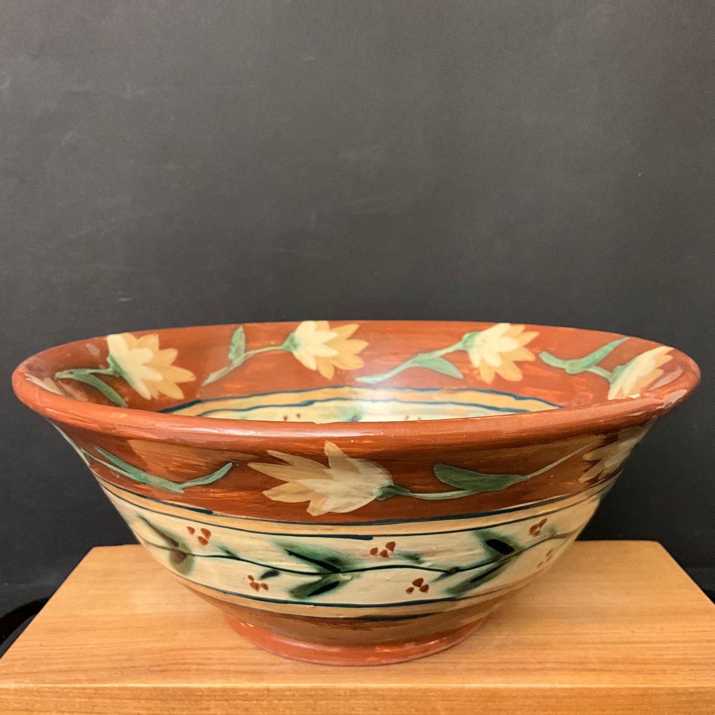 Large Deep Flared Serving Bowl in Earth Tones